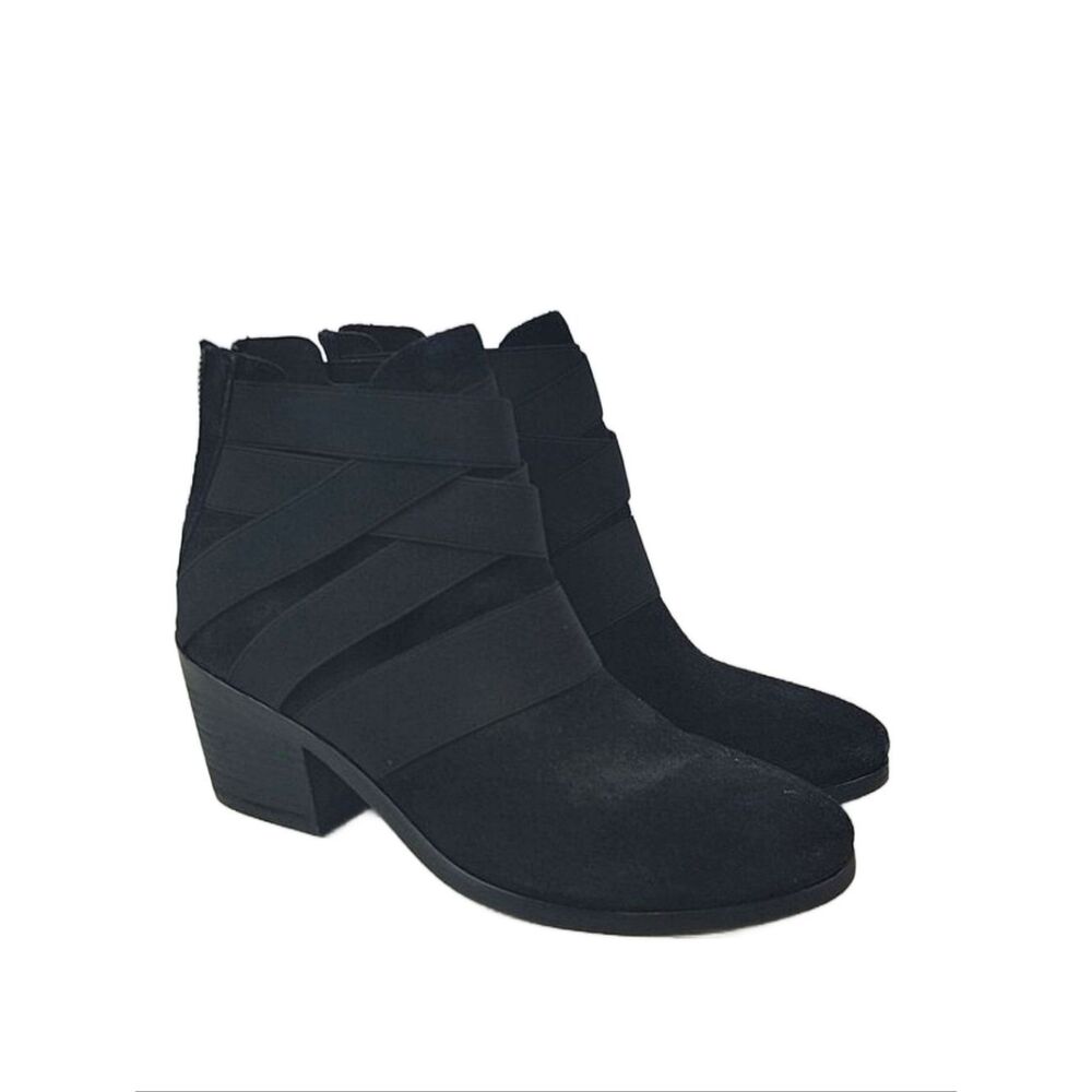Eileen Fisher Willis Black Suede Leather Women's Ankle Boots